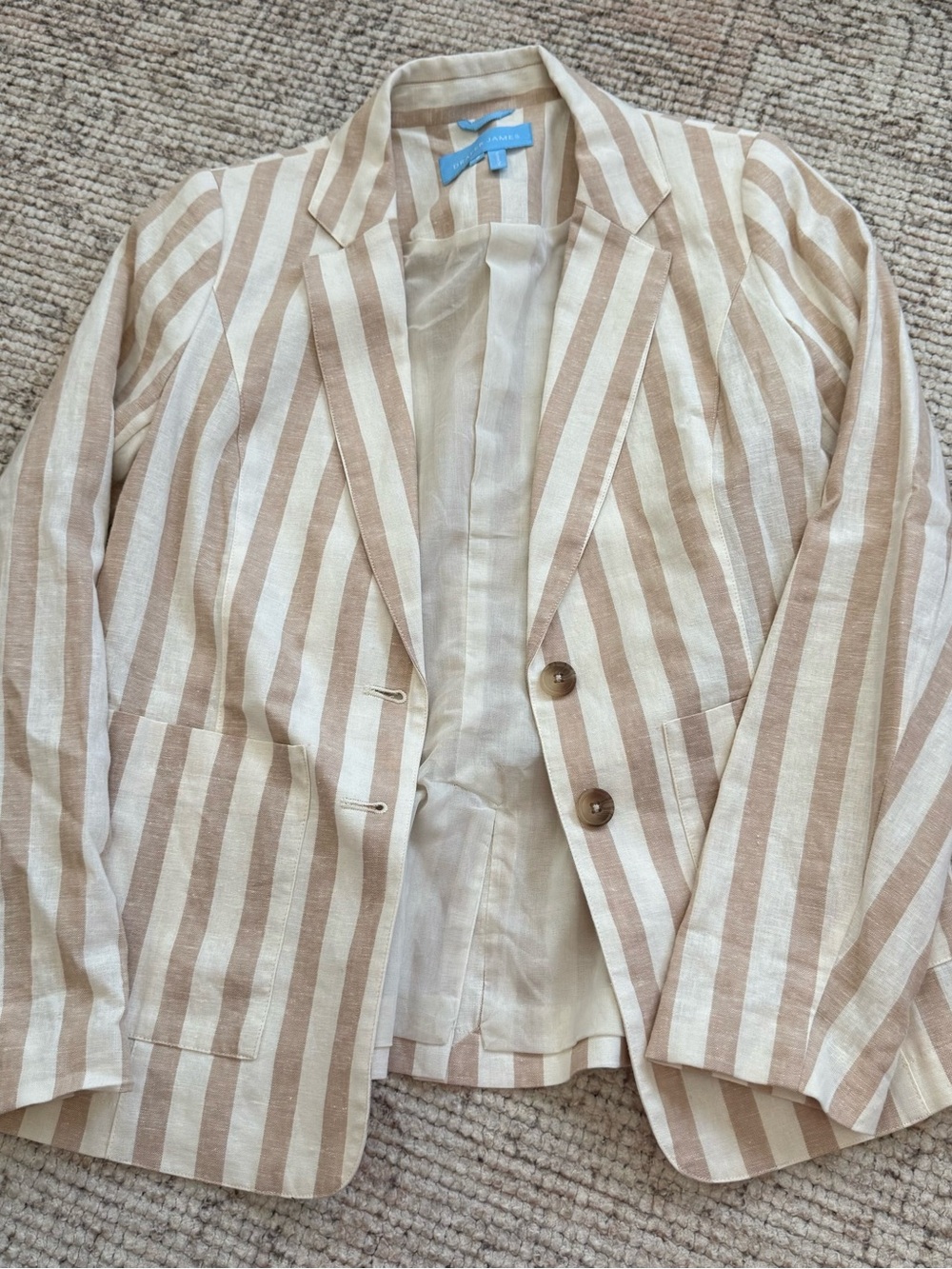 Draper James Linen Blazer striped size 2 Beige & White - Lightweight